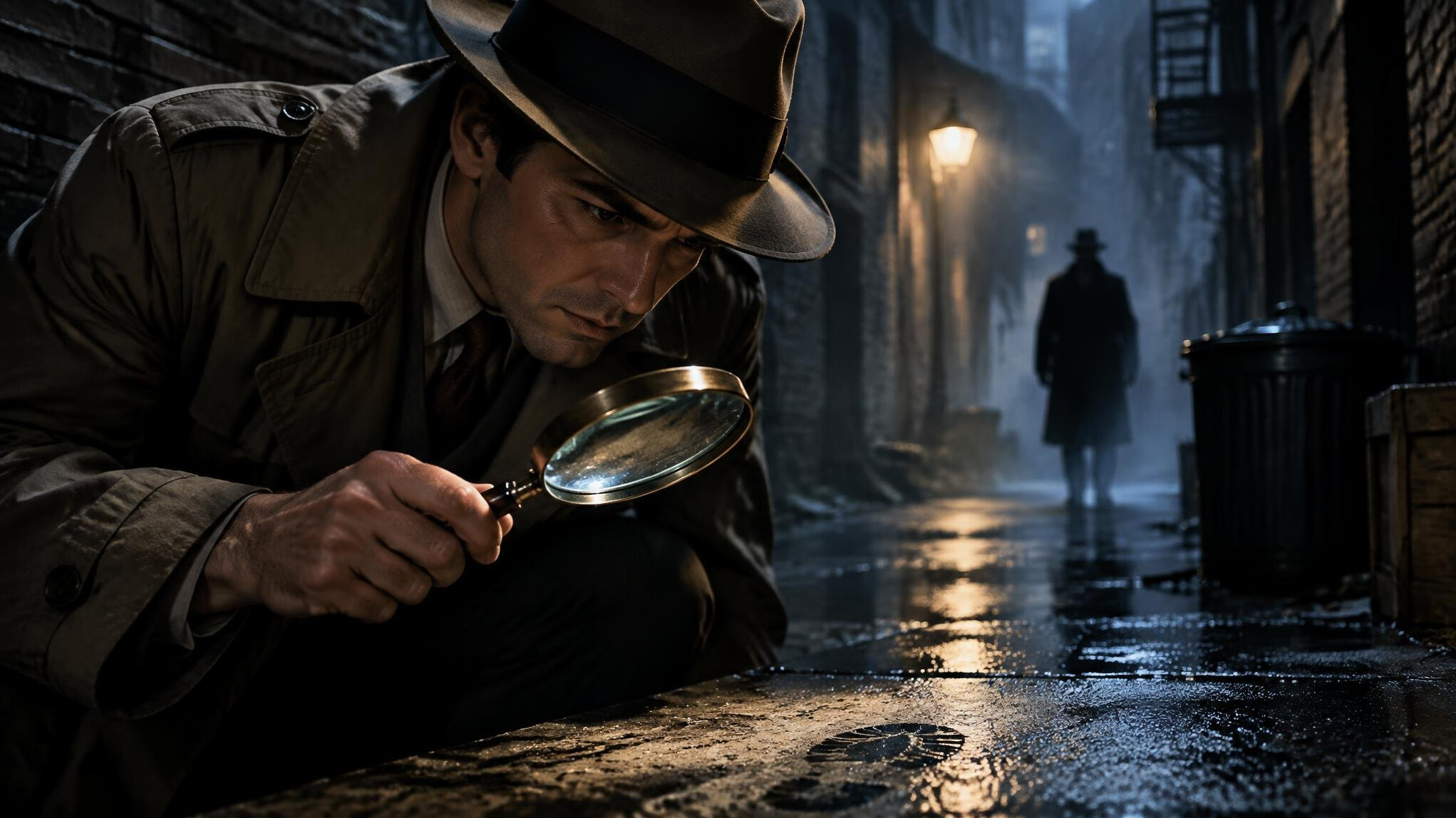 detective with magnifying glass