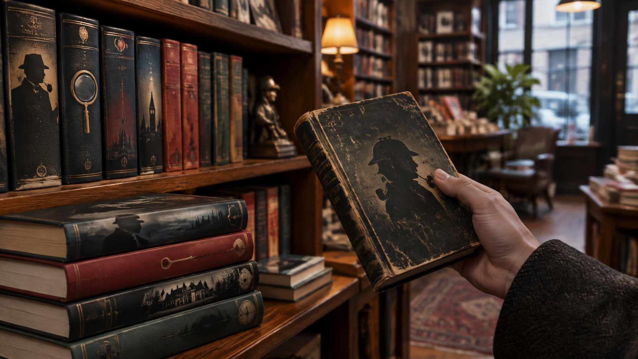 shelves with detective books