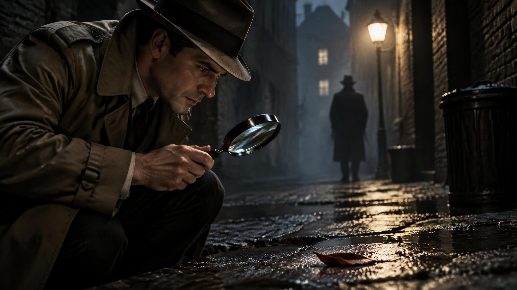 detective with magnifying glass