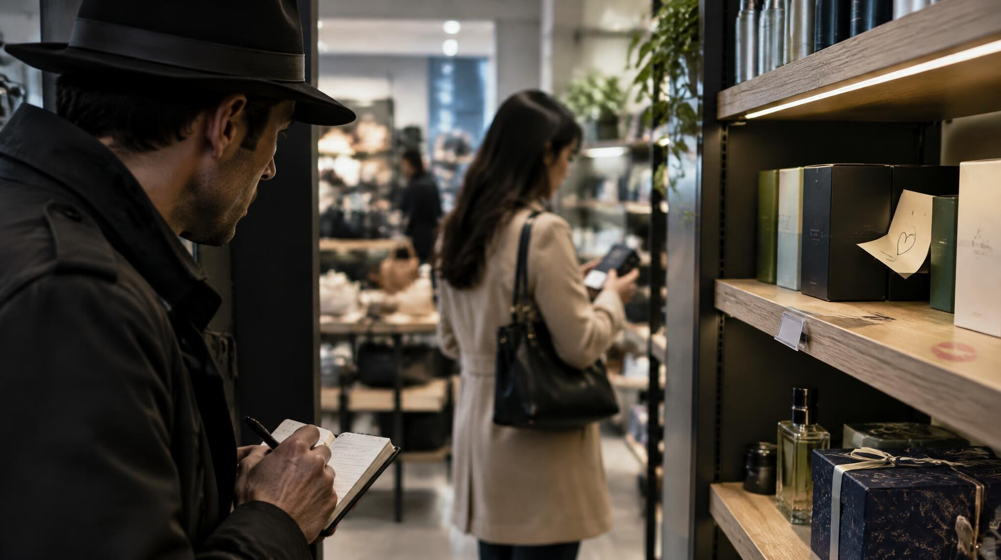 detective observing store